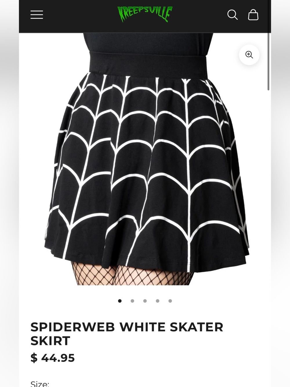 Black and White Graphic Pleated Skirt - Women's Kreepsville - Picture 4 of 4